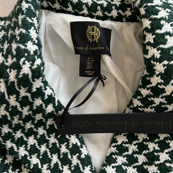 House of Harlow houndstooth tweed blazer metallic fabric Small - Picture 3 of 8